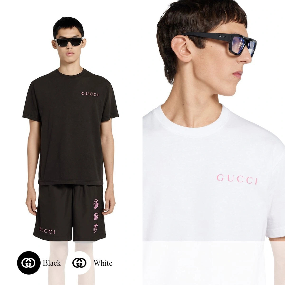 (국내배송, 당일출고) 구찌 핑크 로고 프린트 반팔 티셔츠 ~2Color~